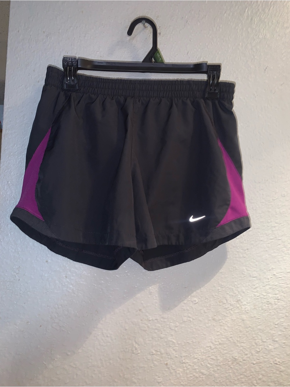 Nike Black Women's Athletic Shorts with Purple Side Panels